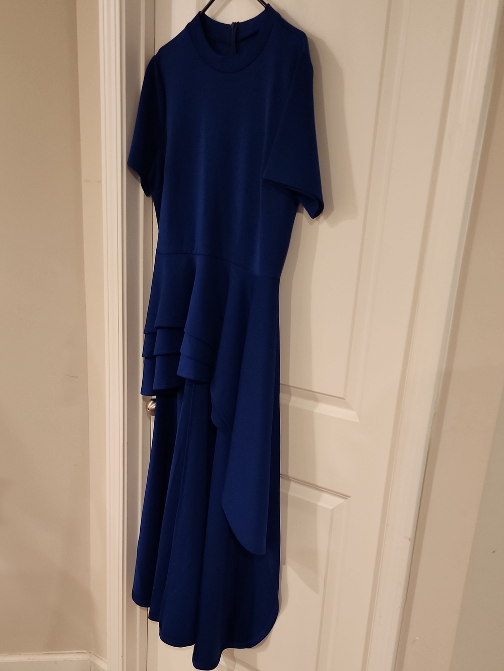 Elegant Royal Blue Ruffle Midi Dress